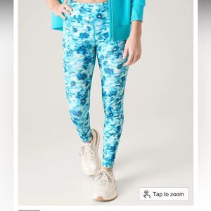 NWT New ATHLETE Girls High Rise Chit Chat Legging Tight Aqua Floral M or XXL